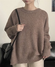 温かいクルーネックニットプルーオーバー