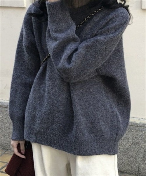 FREE STYLISTS（フリー スタイリスト）の「温かいクルーネックニットプルーオーバー（ニット/セーター・レディース・モカ/ベージュ/ホワイト/ピンク/レッド/ブラック/チャコールグレー/ライトブルー/ライトイエロー/パープル/イエロー・FREE）」の13枚目の写真