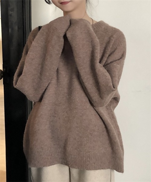 FREE STYLISTS（フリー スタイリスト）の「温かいクルーネックニットプルーオーバー（ニット/セーター・レディース・モカ/ベージュ/ホワイト/ピンク/レッド/ブラック/チャコールグレー/ライトブルー/ライトイエロー/パープル/イエロー・FREE）」の15枚目の写真