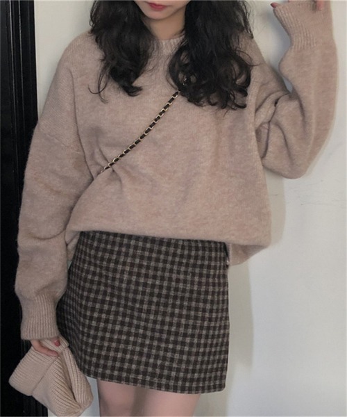 FREE STYLISTS（フリー スタイリスト）の「温かいクルーネックニットプルーオーバー（ニット/セーター・レディース・モカ/ベージュ/ホワイト/ピンク/レッド/ブラック/チャコールグレー/ライトブルー/ライトイエロー/パープル/イエロー・FREE）」の16枚目の写真