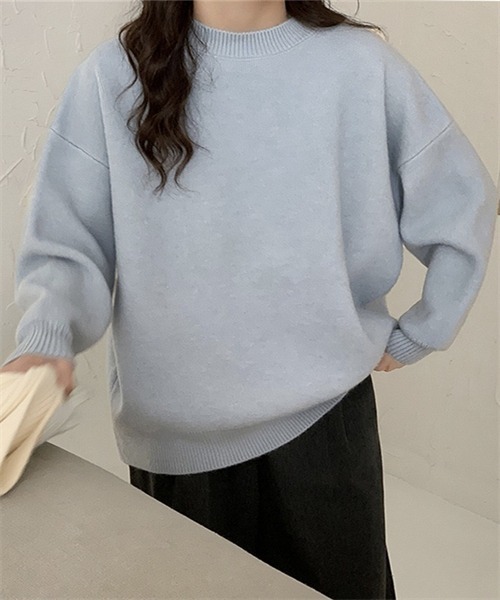 FREE STYLISTS（フリー スタイリスト）の「温かいクルーネックニットプルーオーバー（ニット/セーター・レディース・モカ/ベージュ/ホワイト/ピンク/レッド/ブラック/チャコールグレー/ライトブルー/ライトイエロー/パープル/イエロー・FREE）」の19枚目の写真