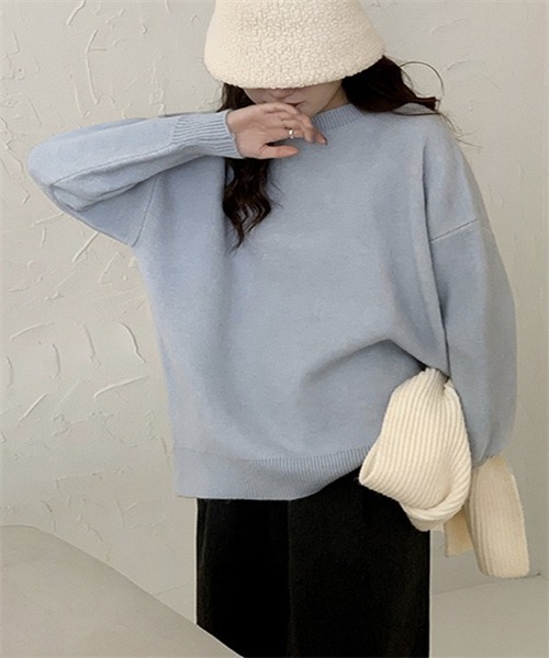 FREE STYLISTS（フリー スタイリスト）の「温かいクルーネックニットプルーオーバー（ニット/セーター・レディース・モカ/ベージュ/ホワイト/ピンク/レッド/ブラック/チャコールグレー/ライトブルー/ライトイエロー/パープル/イエロー・FREE）」の21枚目の写真