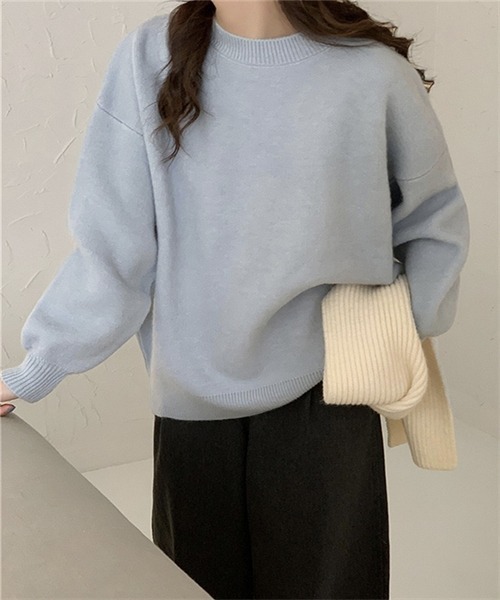 FREE STYLISTS（フリー スタイリスト）の「温かいクルーネックニットプルーオーバー（ニット/セーター・レディース・モカ/ベージュ/ホワイト/ピンク/レッド/ブラック/チャコールグレー/ライトブルー/ライトイエロー/パープル/イエロー・FREE）」の20枚目の写真