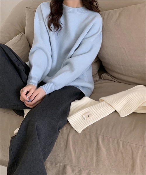 FREE STYLISTS（フリー スタイリスト）の「温かいクルーネックニットプルーオーバー（ニット/セーター・レディース・モカ/ベージュ/ホワイト/ピンク/レッド/ブラック/チャコールグレー/ライトブルー/ライトイエロー/パープル/イエロー・FREE）」の22枚目の写真