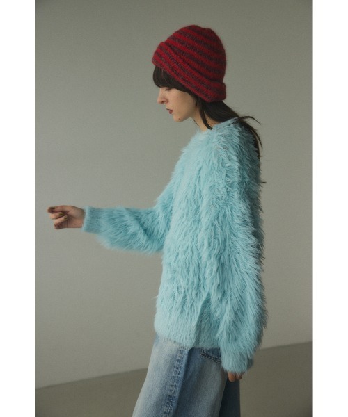 BLACK BY MOUSSY（ブラックバイマウジー）の「shaggy knit tops(シャギーニットトップス)（ニット/セーター・レディース・ライトカーキ/ライトブルー/オフホワイト・FREE）」の8枚目の写真