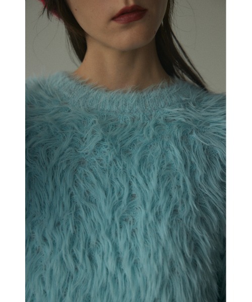 BLACK BY MOUSSY（ブラックバイマウジー）の「shaggy knit tops(シャギーニットトップス)（ニット/セーター・レディース・ライトカーキ/ライトブルー/オフホワイト・FREE）」の10枚目の写真