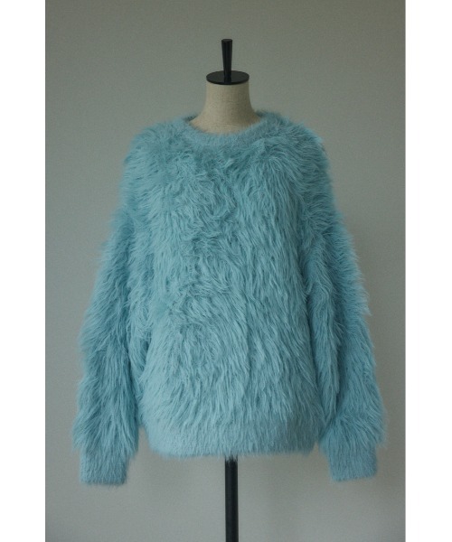 BLACK BY MOUSSY（ブラックバイマウジー）の「shaggy knit tops(シャギーニットトップス)（ニット/セーター・レディース・ライトカーキ/ライトブルー/オフホワイト・FREE）」の12枚目の写真