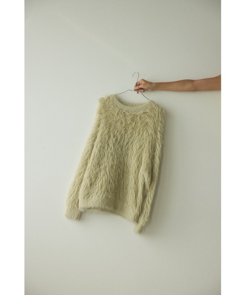 BLACK BY MOUSSY（ブラックバイマウジー）の「shaggy knit tops(シャギーニットトップス)（ニット/セーター・レディース・ライトカーキ/ライトブルー/オフホワイト・FREE）」の5枚目の写真