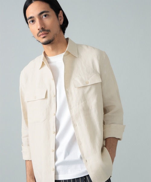 【美品】 Massimo d'Augusto TEOリネンシャツジャケット 別注】Massimo d'Augusto / TEO リネン シャツジャケット