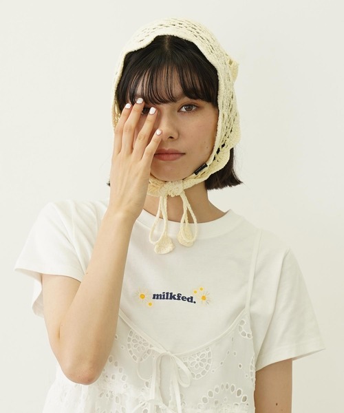MILKFED.(ミルクフェド)の「KNITTED BABUSHKA(ニットキャップ/ビーニー・レディース・オフホワイト/ブラック/ベージュ・ONE SIZE)」の2枚目の写真