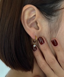 Diliraba（ディリラバ）の「【Diliraba】ステンレスフープ 揺れるストーンピアスセット（ピアス（両耳用））」