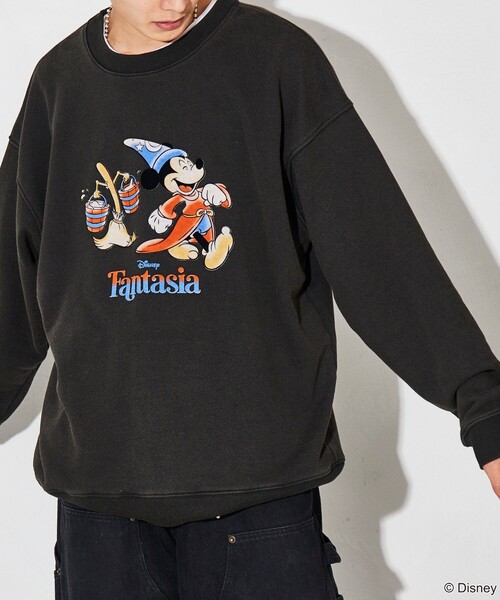 FREAK’S STOREミッキーマウスフロッキープリントクルーネックスウェット セール】DISNEY/ディズニー/『ファンタジア』/ブルーム/ミッキー