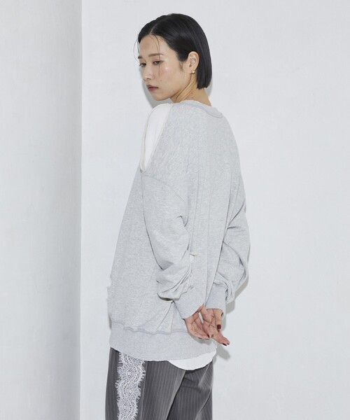 Firsthand（ファーストハンド）の「Firsthand/ファーストハンド ダメージスリットスウェットクルー（スウェット・レディース・グレー/チャコールグレー・FREE）」の6枚目の写真