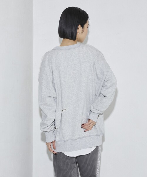 Firsthand（ファーストハンド）の「Firsthand/ファーストハンド ダメージスリットスウェットクルー（スウェット・レディース・グレー/チャコールグレー・FREE）」の7枚目の写真