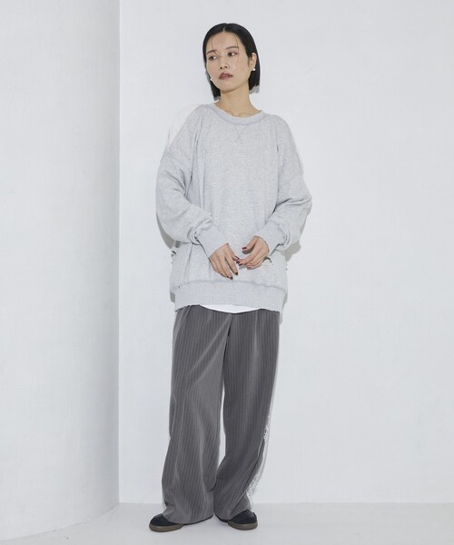 Firsthand（ファーストハンド）の「Firsthand/ファーストハンド ダメージスリットスウェットクルー（スウェット・レディース・グレー/チャコールグレー・FREE）」の10枚目の写真