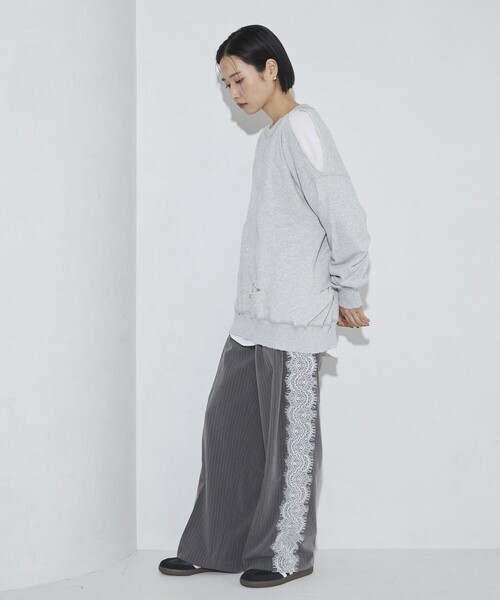 Firsthand（ファーストハンド）の「Firsthand/ファーストハンド ダメージスリットスウェットクルー（スウェット・レディース・グレー/チャコールグレー・FREE）」の12枚目の写真