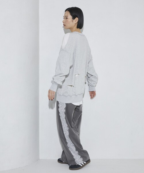 Firsthand（ファーストハンド）の「Firsthand/ファーストハンド ダメージスリットスウェットクルー（スウェット・レディース・グレー/チャコールグレー・FREE）」の13枚目の写真