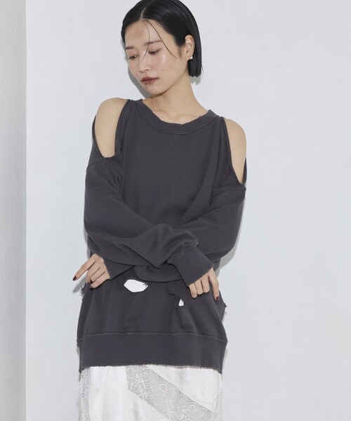 Firsthand（ファーストハンド）の「Firsthand/ファーストハンド ダメージスリットスウェットクルー（スウェット・レディース・グレー/チャコールグレー・FREE）」の18枚目の写真