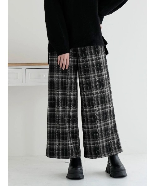 LUDIC PARK（ルディックパーク）の「起毛チェックワイドパンツ（その他パンツ・レディース・ブラック/その他/グレー・M）」の2枚目の写真