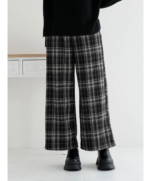 LUDIC PARK（ルディックパーク）の「起毛チェックワイドパンツ（その他パンツ・レディース・ブラック/その他/グレー・M）」の4枚目の写真