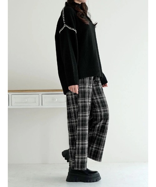 LUDIC PARK（ルディックパーク）の「起毛チェックワイドパンツ（その他パンツ・レディース・ブラック/その他/グレー・M）」の9枚目の写真