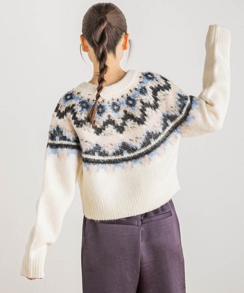 Droite lautreamont（ドロワットロートレアモン）の「【カタログ掲載】ノルディック柄プルオーバー≪手洗い可能≫（ニット/セーター・レディース・ライトグレー/オフホワイト・M）」の7枚目の写真