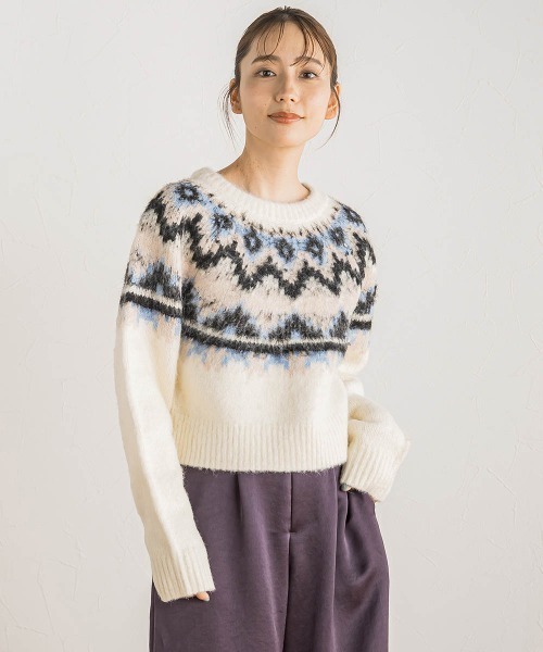 Droite lautreamont（ドロワットロートレアモン）の「【カタログ掲載】ノルディック柄プルオーバー≪手洗い可能≫（ニット/セーター・レディース・ライトグレー/オフホワイト・M）」の8枚目の写真