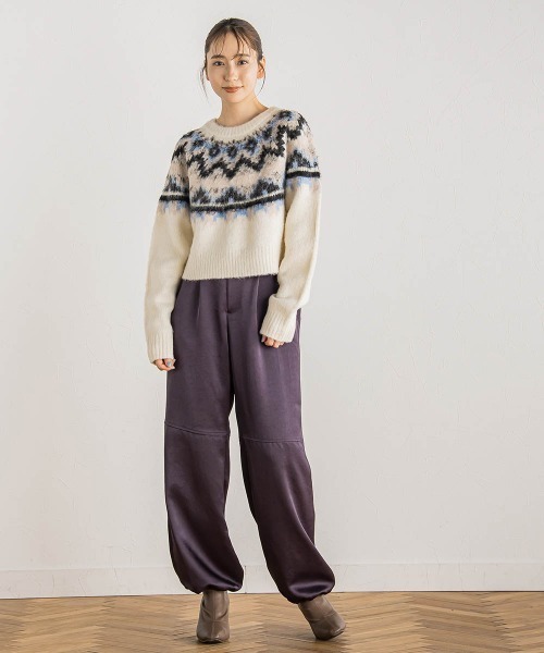 Droite lautreamont（ドロワットロートレアモン）の「【カタログ掲載】ノルディック柄プルオーバー≪手洗い可能≫（ニット/セーター・レディース・ライトグレー/オフホワイト・M）」の9枚目の写真