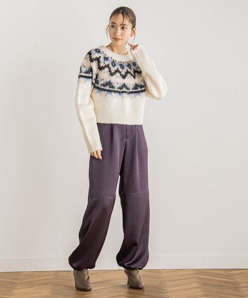 Droite lautreamont（ドロワットロートレアモン）の「【カタログ掲載】ノルディック柄プルオーバー≪手洗い可能≫（ニット/セーター・レディース・ライトグレー/オフホワイト・M）」の12枚目の写真