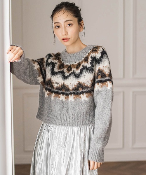 Droite lautreamont（ドロワットロートレアモン）の「【カタログ掲載】ノルディック柄プルオーバー≪手洗い可能≫（ニット/セーター・レディース・ライトグレー/オフホワイト・M）」の16枚目の写真