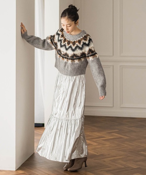 Droite lautreamont（ドロワットロートレアモン）の「【カタログ掲載】ノルディック柄プルオーバー≪手洗い可能≫（ニット/セーター・レディース・ライトグレー/オフホワイト・M）」の22枚目の写真
