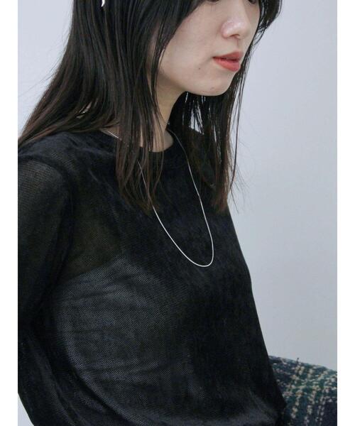 Samansa Mos2 blue(サマンサモスモスブルー)の「◎シアーベロアプルオーバー(Tシャツ/カットソー・レディース・ブラック/ブラウン/キナリ・F)」の6枚目の写真