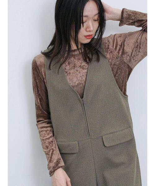 Samansa Mos2 blue(サマンサモスモスブルー)の「◎シアーベロアプルオーバー(Tシャツ/カットソー・レディース・ブラック/ブラウン/キナリ・F)」の11枚目の写真