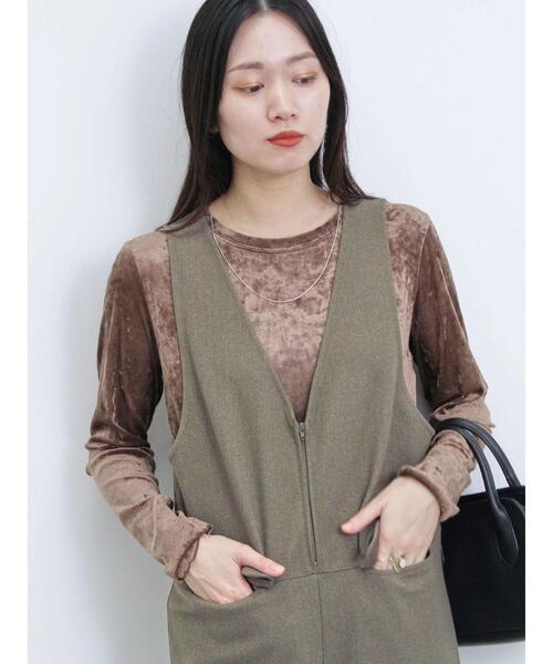 Samansa Mos2 blue(サマンサモスモスブルー)の「◎シアーベロアプルオーバー(Tシャツ/カットソー・レディース・ブラック/ブラウン/キナリ・F)」の12枚目の写真