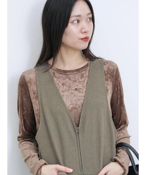 Samansa Mos2 blue(サマンサモスモスブルー)の「◎シアーベロアプルオーバー(Tシャツ/カットソー・レディース・ブラック/ブラウン/キナリ・F)」の14枚目の写真