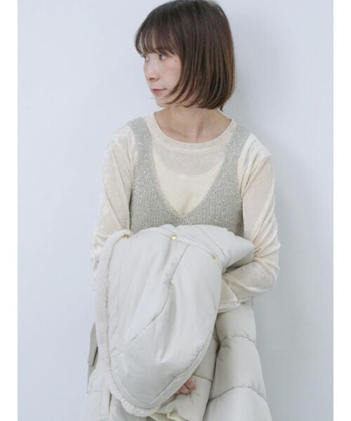 Samansa Mos2 blue(サマンサモスモスブルー)の「◎シアーベロアプルオーバー(Tシャツ/カットソー・レディース・ブラック/ブラウン/キナリ・F)」の22枚目の写真