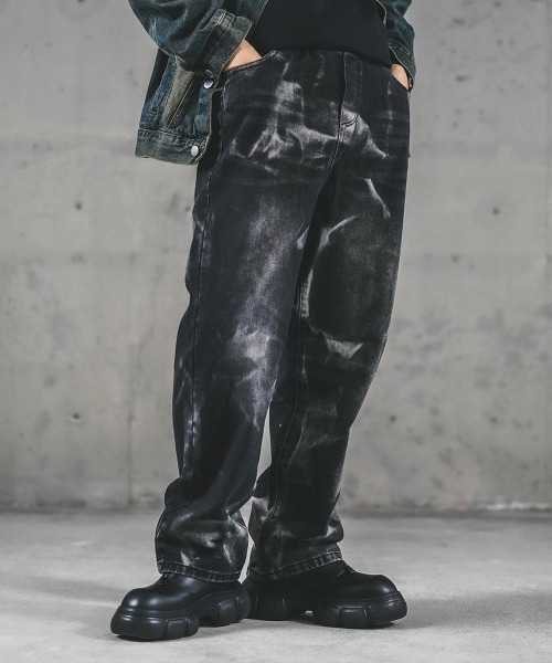 セール】Hard bleach wash pull on denim pants / ハード