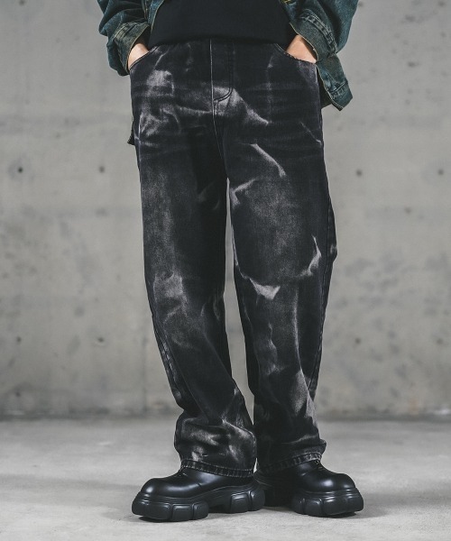 セール】Hard bleach wash pull on denim pants / ハード