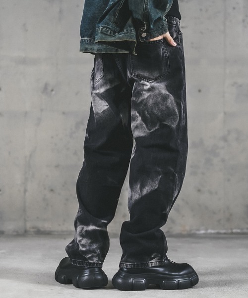 セール】Hard bleach wash pull on denim pants / ハード