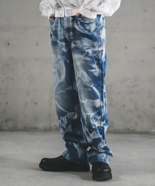 セール】Hard bleach wash pull on denim pants / ハード