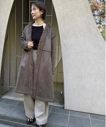 Muel Chic（ミュエルシック）の「Rios shaggy long coat リオスシャギーロングコート（ノーカラーコート）」