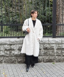 セブンテン　シャギーコート　ホワイト 10％off】ミディアムコクーンシャギーコート(オフホワイト