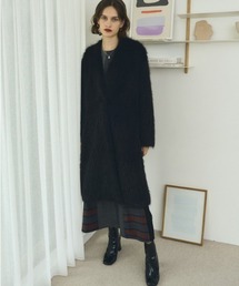Muel Chic（ミュエルシック）の「Rios shaggy long coat リオスシャギーロングコート（ノーカラーコート）」