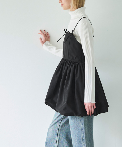 coca(coca)(コカ)の「リボンキャミチュニック(ドレス・レディース・アイボリー/ブラック・L/M)」の4枚目の写真