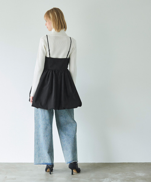 coca(coca)(コカ)の「リボンキャミチュニック(ドレス・レディース・アイボリー/ブラック・L/M)」の5枚目の写真