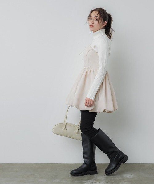 coca(coca)(コカ)の「リボンキャミチュニック(ドレス・レディース・アイボリー/ブラック・L/M)」の11枚目の写真