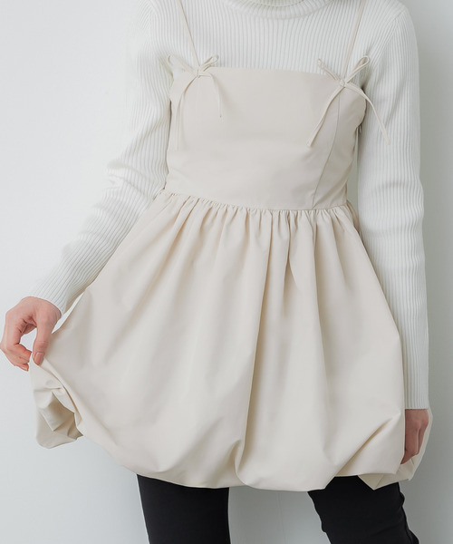 coca(coca)(コカ)の「リボンキャミチュニック(ドレス・レディース・アイボリー/ブラック・L/M)」の12枚目の写真