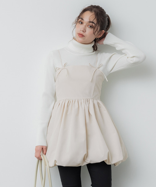 coca(coca)(コカ)の「リボンキャミチュニック(ドレス・レディース・アイボリー/ブラック・L/M)」の13枚目の写真