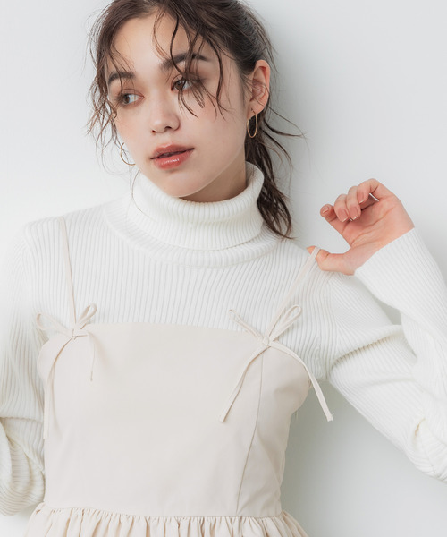 coca(coca)(コカ)の「リボンキャミチュニック(ドレス・レディース・アイボリー/ブラック・L/M)」の14枚目の写真