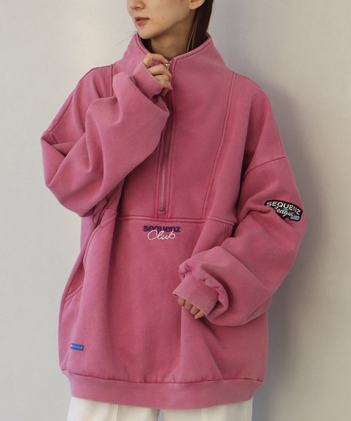 SEQUENZ(シークエンズ)の「【SEQUENZ/シークエンズ】90s SPORTS WASHED HZIP SWEAT / オーバーサイズ ハーフジッププルオーバー スウェット(スウェット・メンズ・ネイビー/ピンク/ダークブラウン/ブラック・M/XL/L/S)」の4枚目の写真